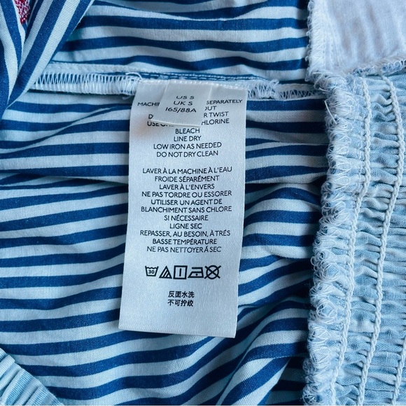 ANTHROPOLOGIE | Beaded Puff-Sleeved Blouse Blue White Small Fairycore Coquette - Picture 9 of 11